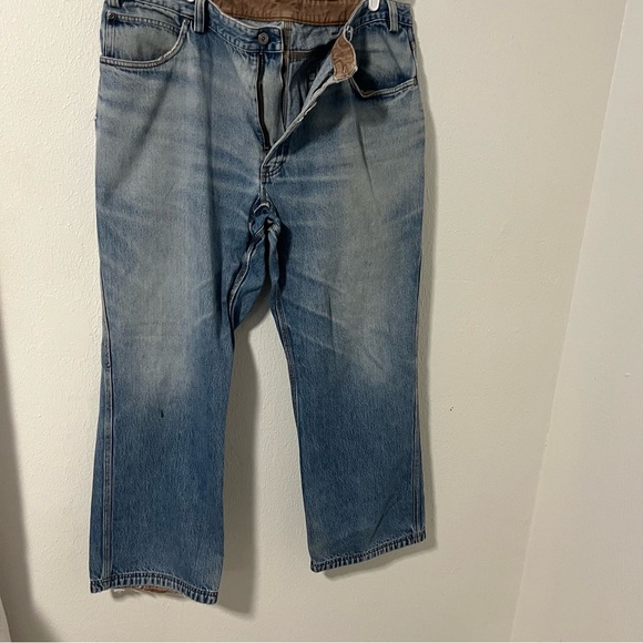 Duluth Trading Co Men's Size 44x32 Blue/Tan Inner Lining Relaxed Jeans Work - Picture 1 of 11
